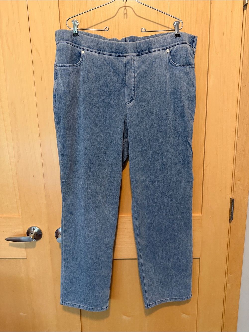 Lands' End Women's Starfish Straight Leg Pull-on Jeans - Medium Blue 2X